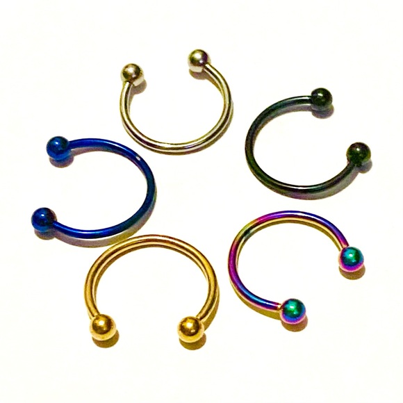Horseshoe Ring Hoop 16g 13mm 1/2" Lip Earring - Picture 1 of 6